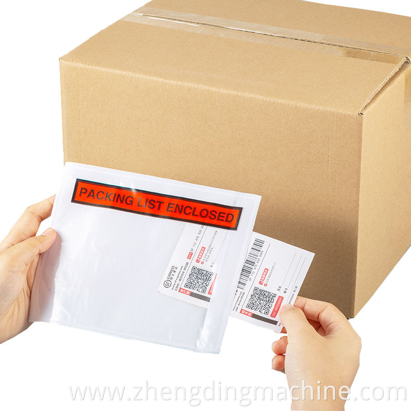 Packing List Envelopes Invoice Enclosed Slip Pouch Self Adhesive Shipping Label Pouch Making Machine